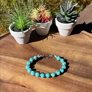 Turquoise Howlite and silver-tone wire wrapped bracelet